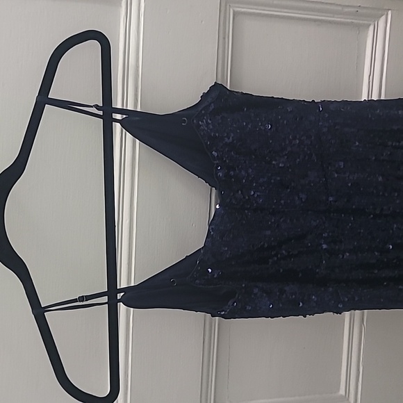 NWT Ramy Brook Leanne Sequin Midi Dress Navy Blue Size 8 - Picture 7 of 9